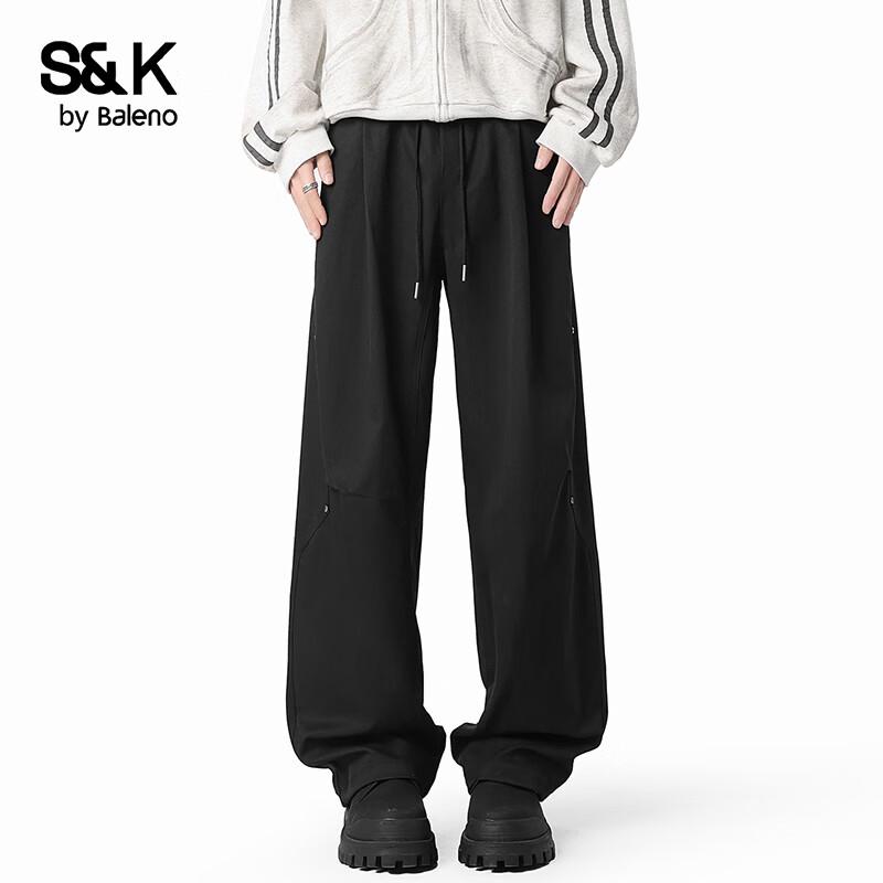 Baleno Men's S&K Retro Loose Wide-Leg Cargo Pants