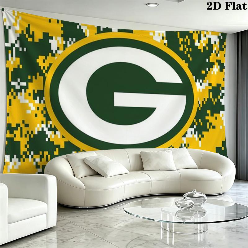 Green Bay Packers Wall Tapestry Aesthetic Wall Hanging Printed Fabric Blanket Decorative Tapestries for Bedroom Living Room Home Decor
