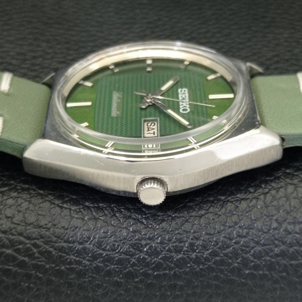 AUTOMATIC 6309A VINTAGE SEIKO JAPAN MENS GREEN COLOR DIAL WATCH A701559-5 R206b-a701559