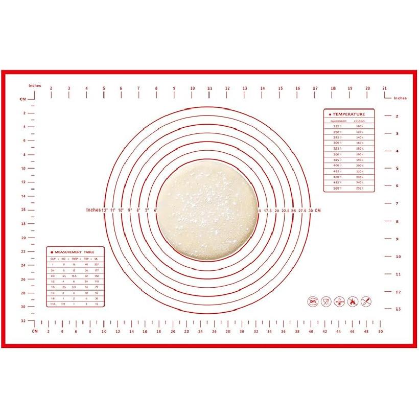 Extra Large Dough Mat Silicone Baking Mats for Rolling Pastry Kneading Sheet Silicone Sheet for Kitchen Counter Red 32x24"
