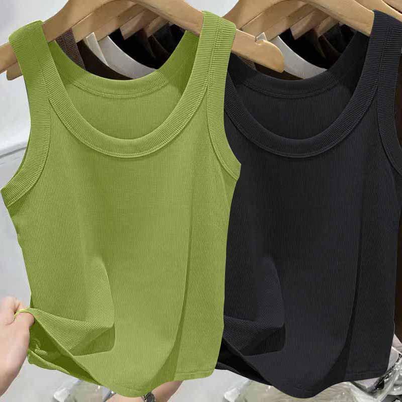 Modal Ribbed Spaghetti Strap Tank Top - Women's Versatile U-Neck Solid Color for Spring/Summer, Sports, Yoga, Base Layer.