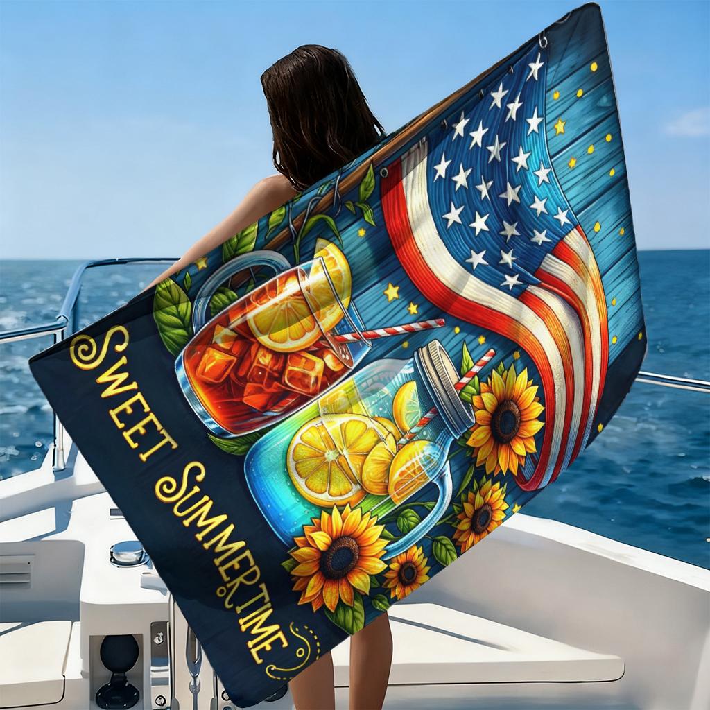 Sweet Summer Beach Towel Large Quick-Drying Towel American Flag Towel For Beach Pool Sport Yoga Gym Home Towel Sand Free Towel