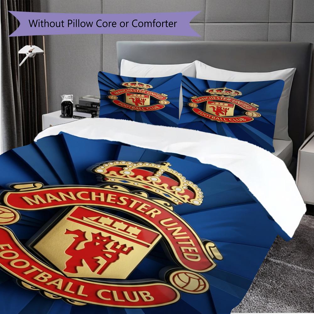 Emblema Manchester Glory Set da tre pezzi (1 * copripiumino + 2 * federa, senza nucleo) Set biancheria da letto 2D Piatto Regalo di Natale Compleanno