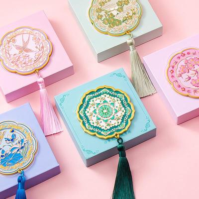 Luxury Chinese Style Compact Mirror Gift Box – Portable Handheld Makeup Mirror for Touch-Ups, Perfect Bestie Gift