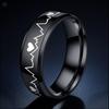 Men's Colorfast Electrocardiogram Titanium Steel Ring