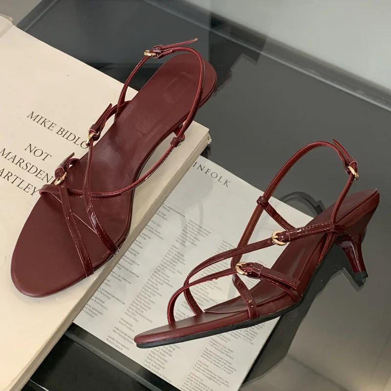 Summer Fashion Gladiator Narrow Band  Open Toe Women Sandals Thin Low Heel Party Shoes Zapatos De Mujer