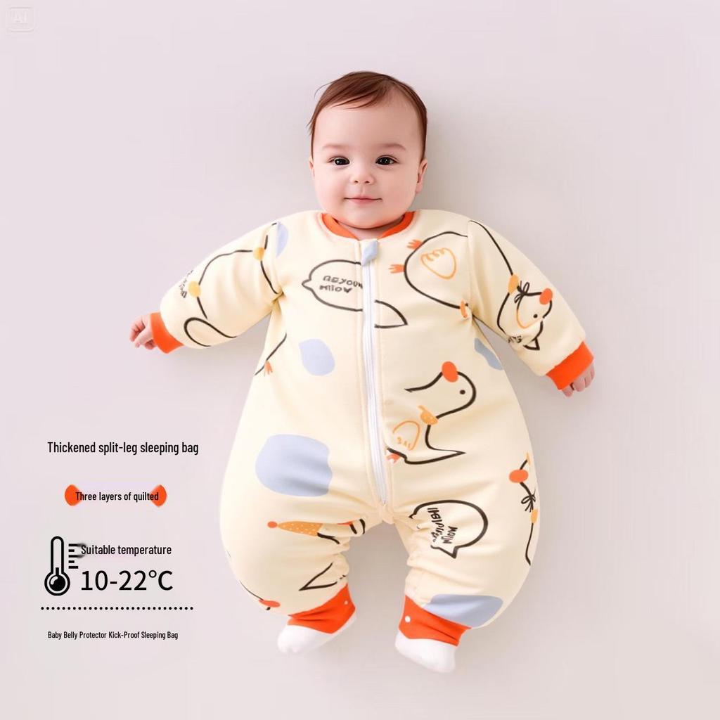 2025 A/W Baby Anti-Kick Pure Cotton Sleep Bag - Thick, Warm, Split-Leg Pajamas