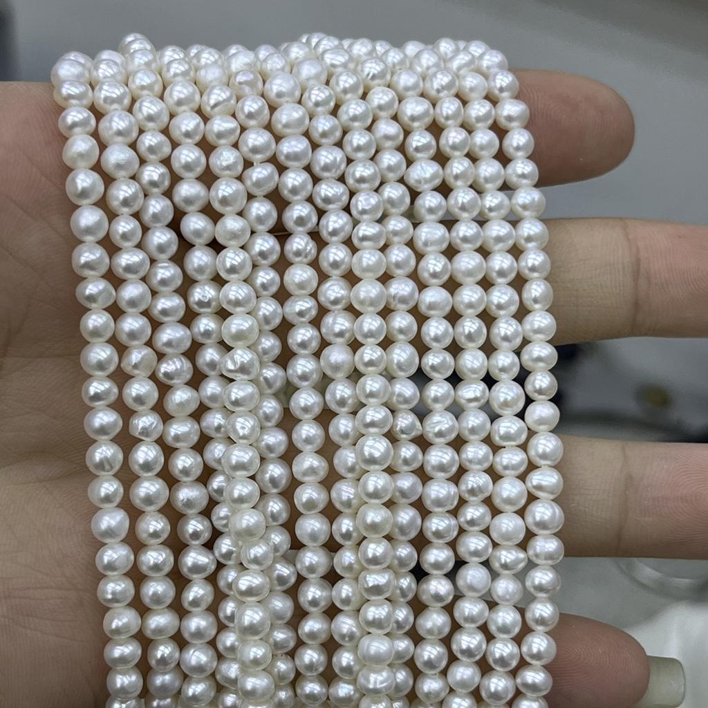 1String, White Natural Freshwater Pearls Beads for Jewelry Making DIY Crafts (Beads 3-4mm, Length 36cm)