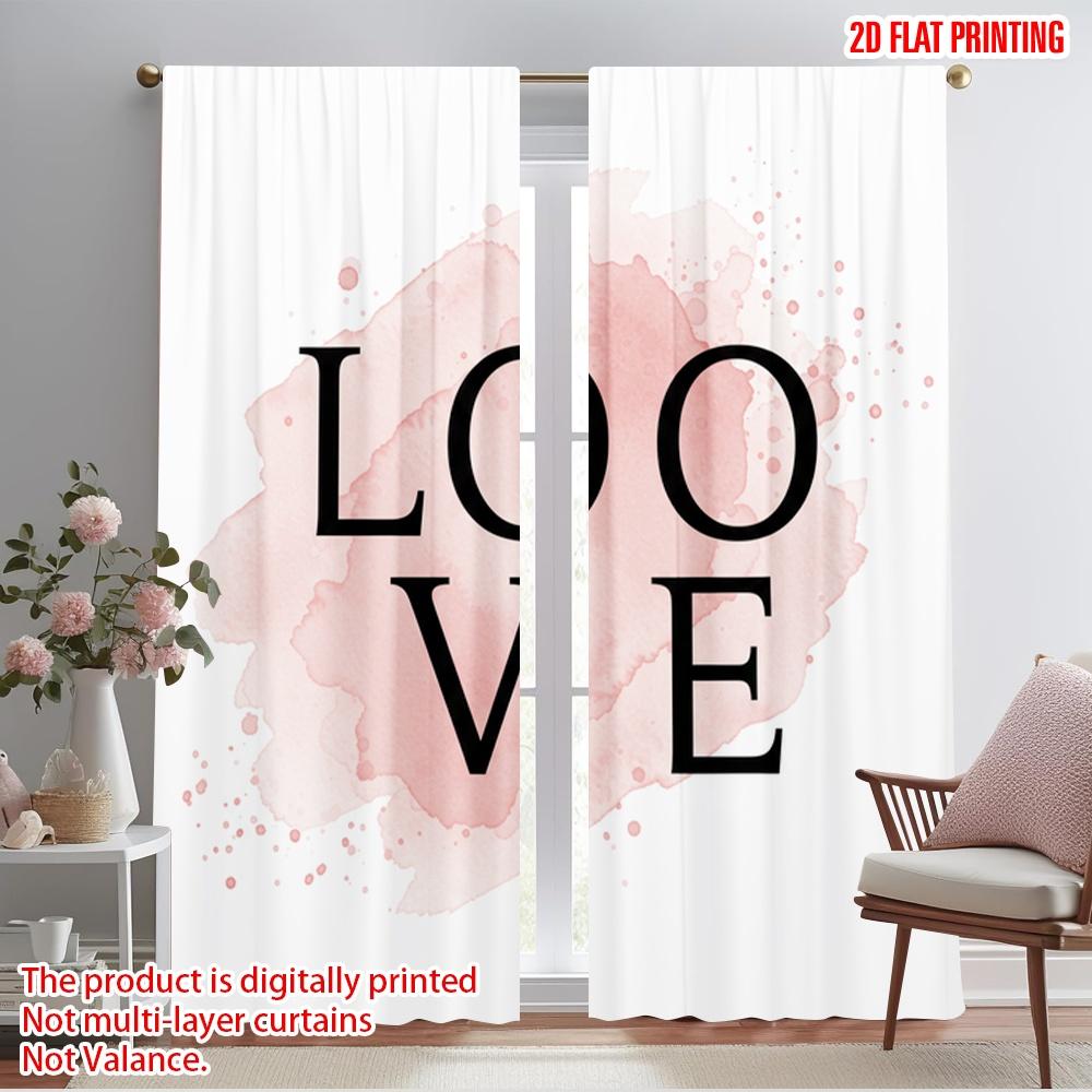 

2pcs 2D flat printing Party Curtain Watercolor Blush Pink Love Fabric Without Electricity All Season Party & Holiday Decor 52.50×116.00 CM 2pcs
