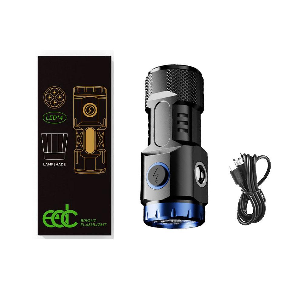 Super Bright Mini 6LED Flashlight Pen Clip And Tail Magnet Builtin Battery USB Charge Outdoor Portable Torch Emergency Lamp