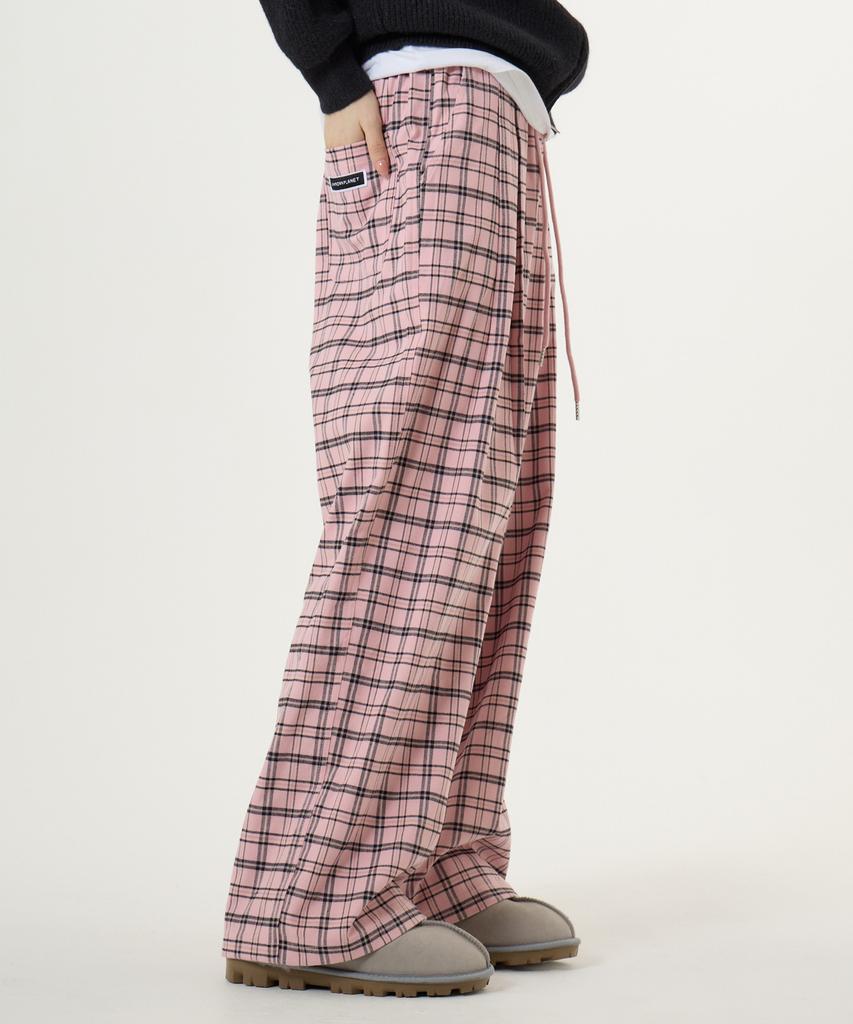 UNBEKANNTER PLANET Check Elastische Taille Hose Rosa