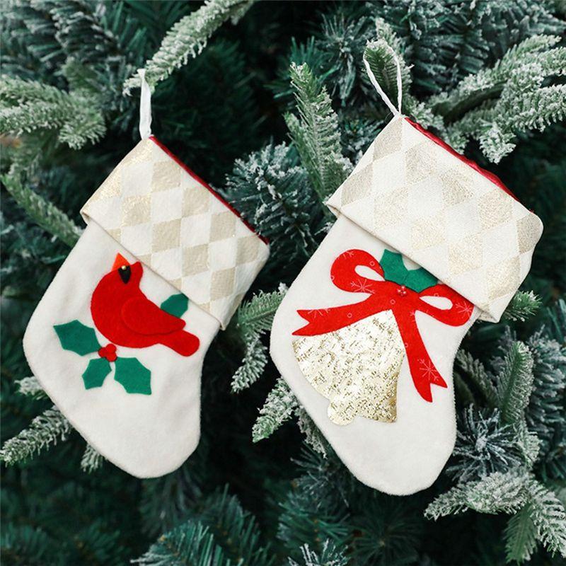 A20F-Christmas Stocking Christmas Tree Hanging Stockings Pendant Christmas Candy Bag Christmas Hanging Socks Cartoon Stocking