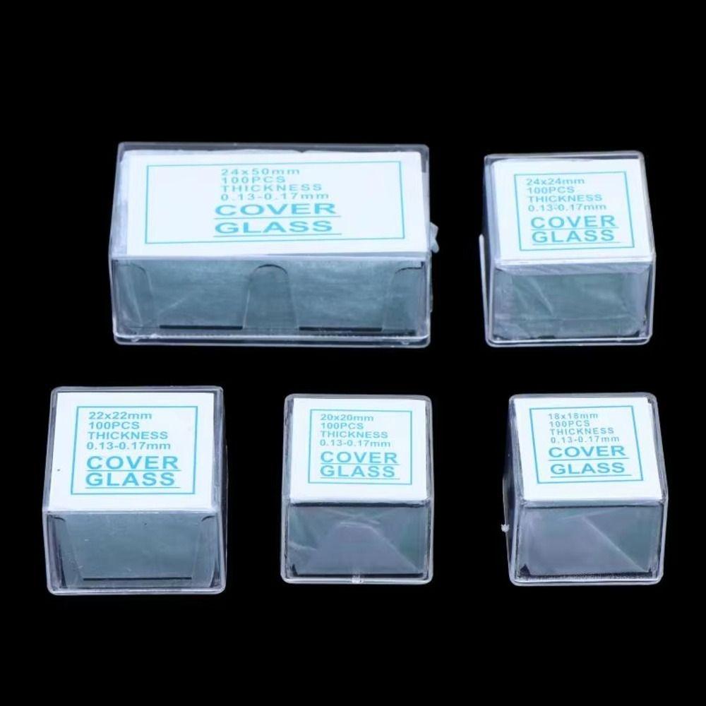 100Pcs Square Rectangle Microscope Cover Glass  for Lab Research School Science Education