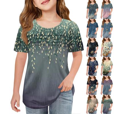 Children Fold T-shirts Short-sleeved Summer Leisure Coat Round Collar Printing T-shirt