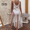 Beach Cover Up Women Sling Sleeveless Loose Fit Cutout Bikini Cover-up Dress Solid Color Sun Protection Beach Wear