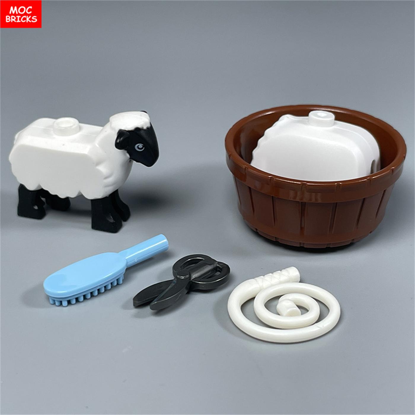 

Non-Toxic Moc Bricks Animal Sheep Farm Goat Sheepfold Vegetable Garden Scenes Accessories Building Block Model Diy Educational Toys