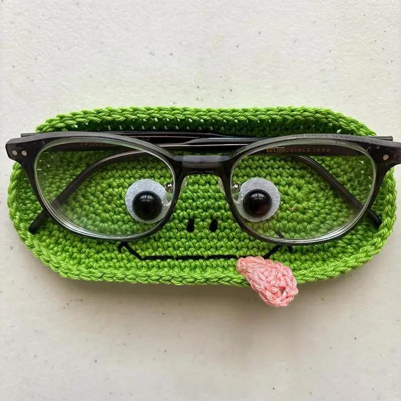 1 Stuk Brillen Opbergdoos Handgemaakt Haakwerk Dierenreeks Wol Breien Vakantie Cadeau Materiaal Kit Brillen Opbergbakje black