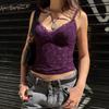 Purple V-neck Lace Patchwork Slim Camisole for Summer 2026