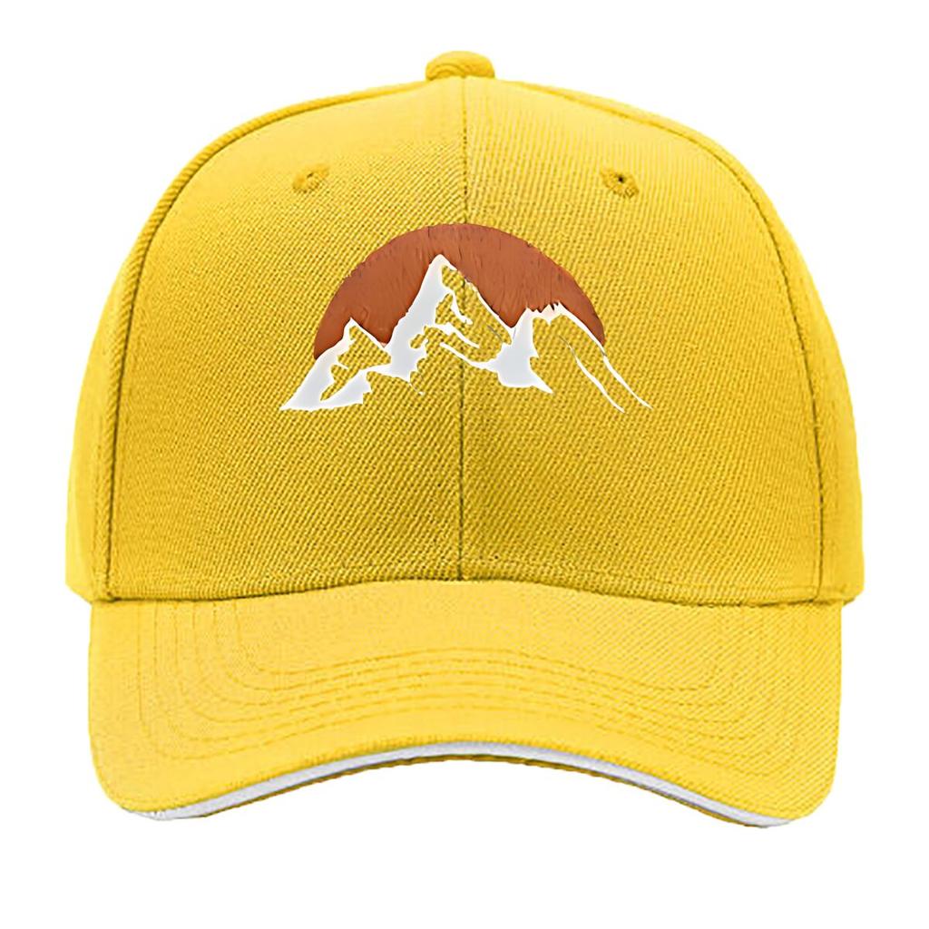 Casual Outdoor UnisexS Baseball Cap with Adjustable Features Featuring a Fun Sunrise Mountain Design Sandwich Baseball Cap