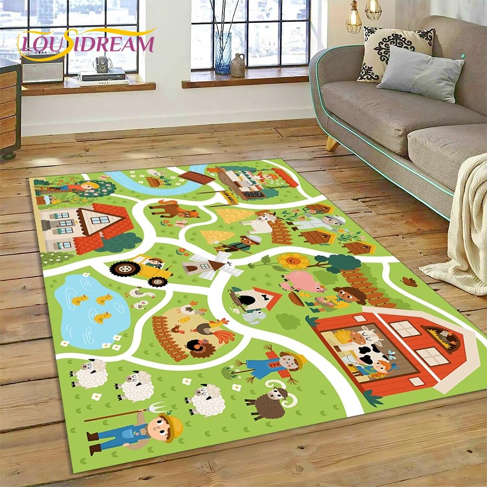 

3D Шоссе Взлетно-посадочная полоса Игровая комната Городское движение Карта дорог Детский игровой коврик Ковер для гостиной Спальни Домашний декор, Нескользящий для дивана 40x60cm( 15x23in )
