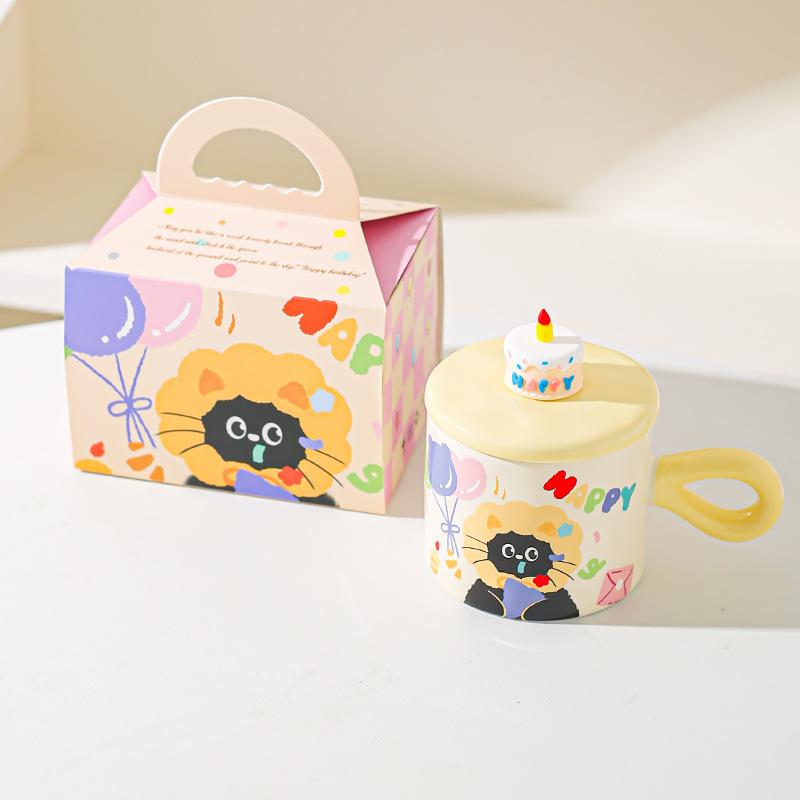 Cute Cartoon Cat Ceramic Mug Couple Water Cup High Value Gift Box Souvenir Birthday Gift Breakfast Cup