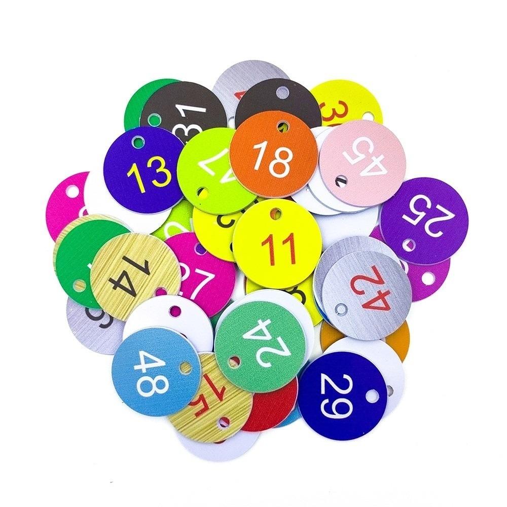 50Pcs Round Beekeeping Number Tags Colorful Small Holes Marking Identification Tags Plastic Number Labels Animal Identification