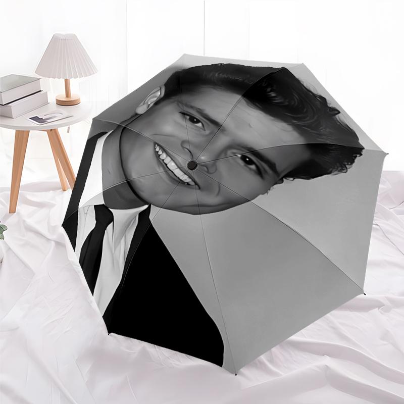 Bedruckter Sänger Cliff Richard Faltbarer Regenschirm,Für Draußen,Freizeit Und Reisen,Strapazierfähiges Schirmgewebe,Geburtstags- Und Feiertagsgeschenk