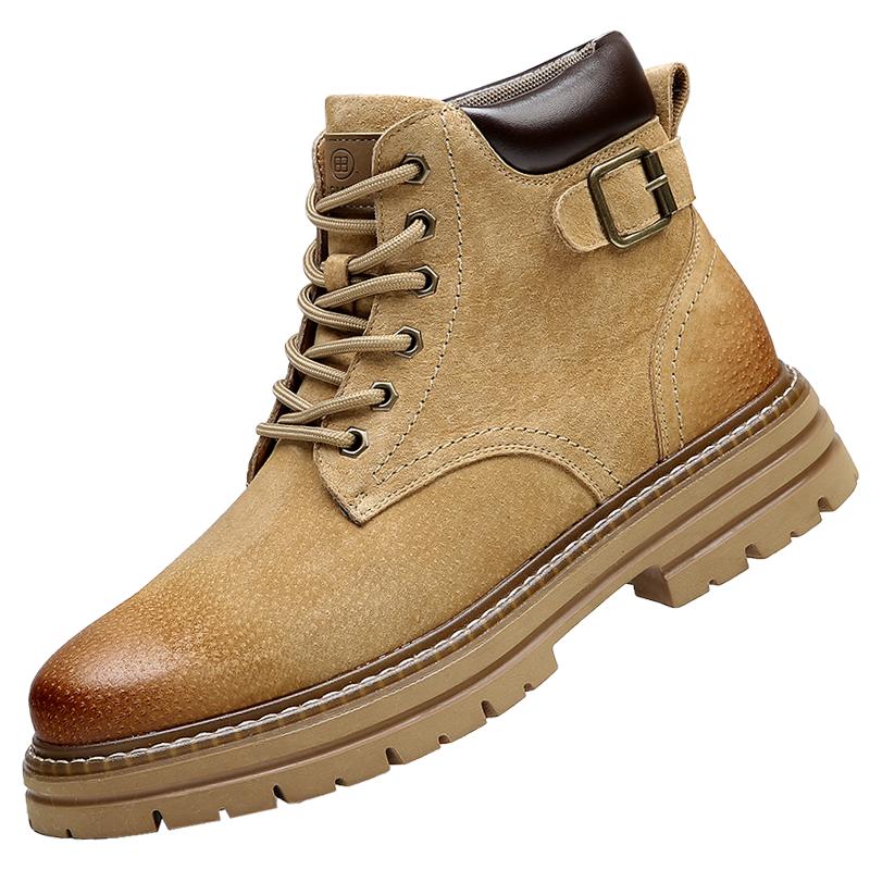 

Дорожная обувь Уличная Натуральная кожа Мужские ботильоны На шнуровке Ботинки челси Мужской Люксовый бренд Толстая подошва Ботинки для ходьбы Дизайнерские 44 жёлтый