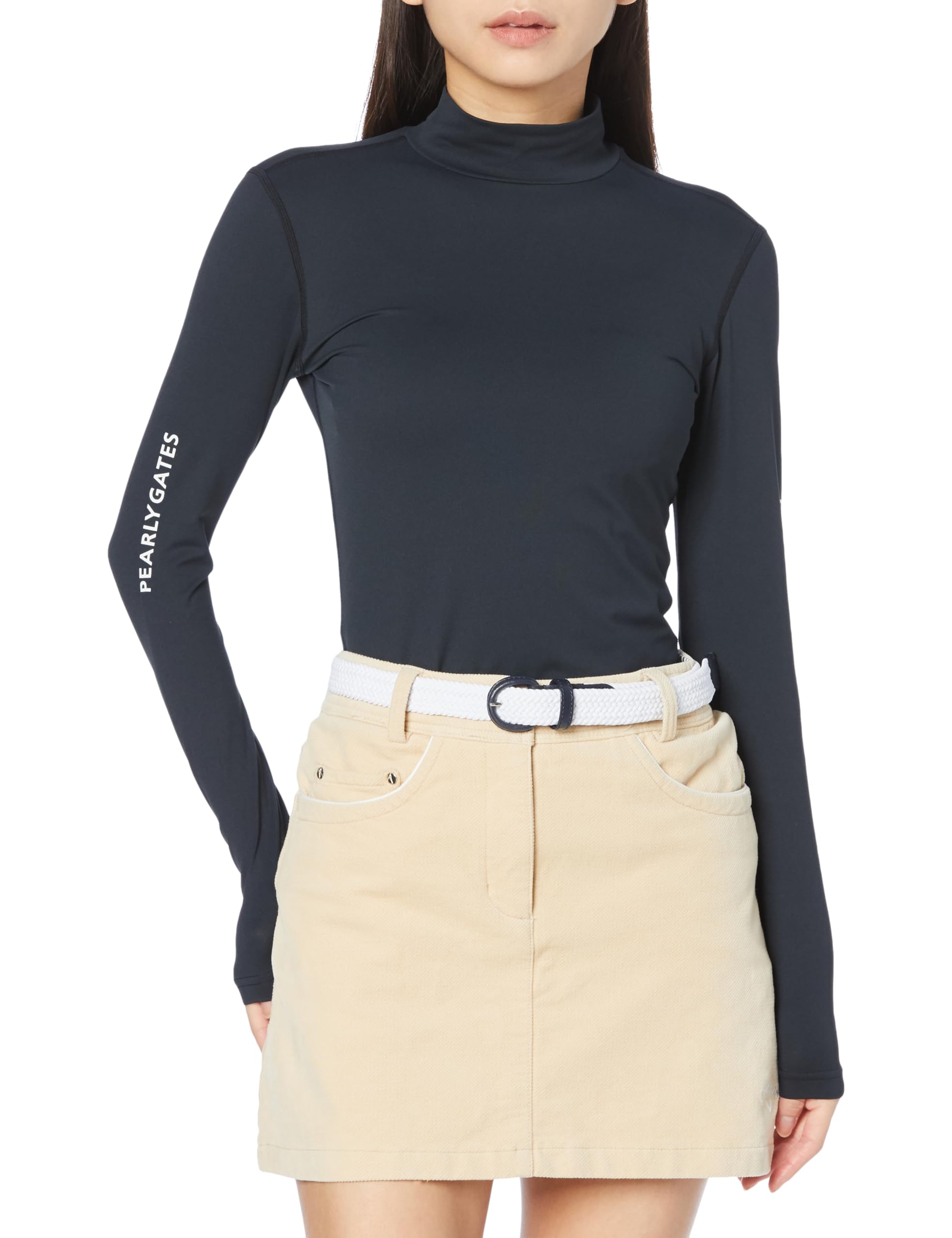 

Женская рубашка с длинным рукавом и воротником-стойкой Pe Bear Kanoko 1 [PEARLY GATES] / 055-3266802 010_Черный [M]