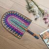 Colorful Striped Patterns Hand Braided Fan Vintage Cattail Fan Decorative Handheld Fans  Outdoor