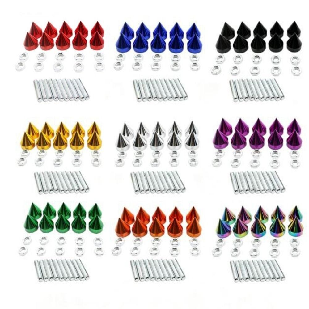 10pcs/Set Muticolors Car License Plate Bolts Aluminium Iron Car Motorcycle Modification Conical