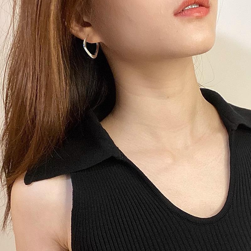 VENTFILLE 925 Sterling Silver Geometry Hoop Earring for Women Minimalism Classic Office Versatile Fashion Jewelry Gift Dropship