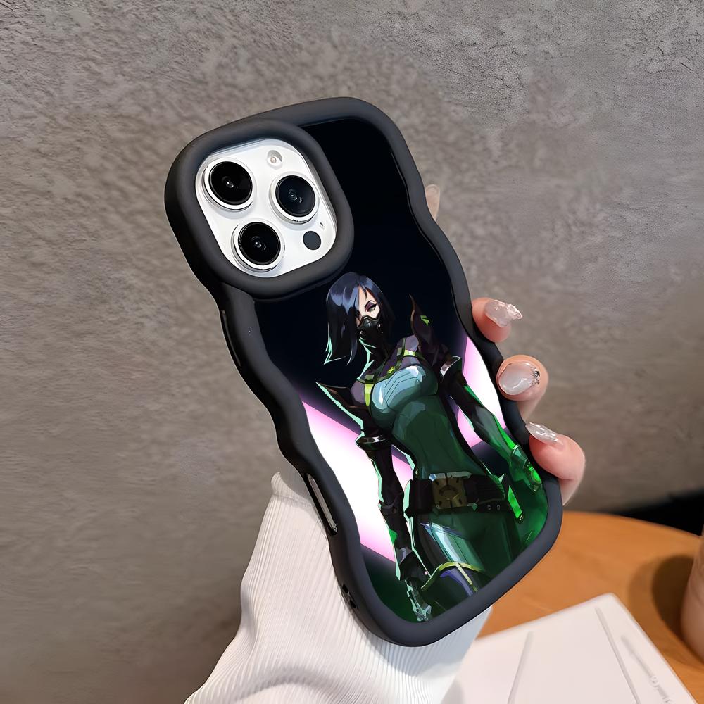 

Valo Viper Phone Case for iPhone 17 16 15 14 13 12 11 Air Pro Max Plus Black Soft TPU Wavy Edge Cover iPhone 16