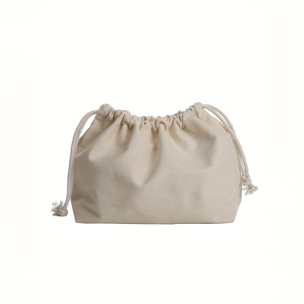 1 Beige Polyester Drawstring Storage Bag - Casual Organizer for Jewelry and Cosmetics, with Secure Closure, Suitable for Hand Wash/Dry Cleaning
