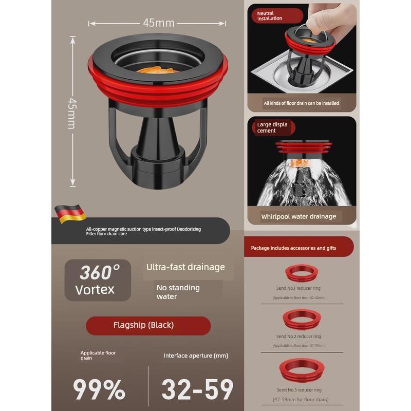 Washing Machine Drain-Pipe Floor Drain Double Drainage Two-in-One Sewer Tee Deodorizing Filter Overflow Prevention Waterproof Special Connectors