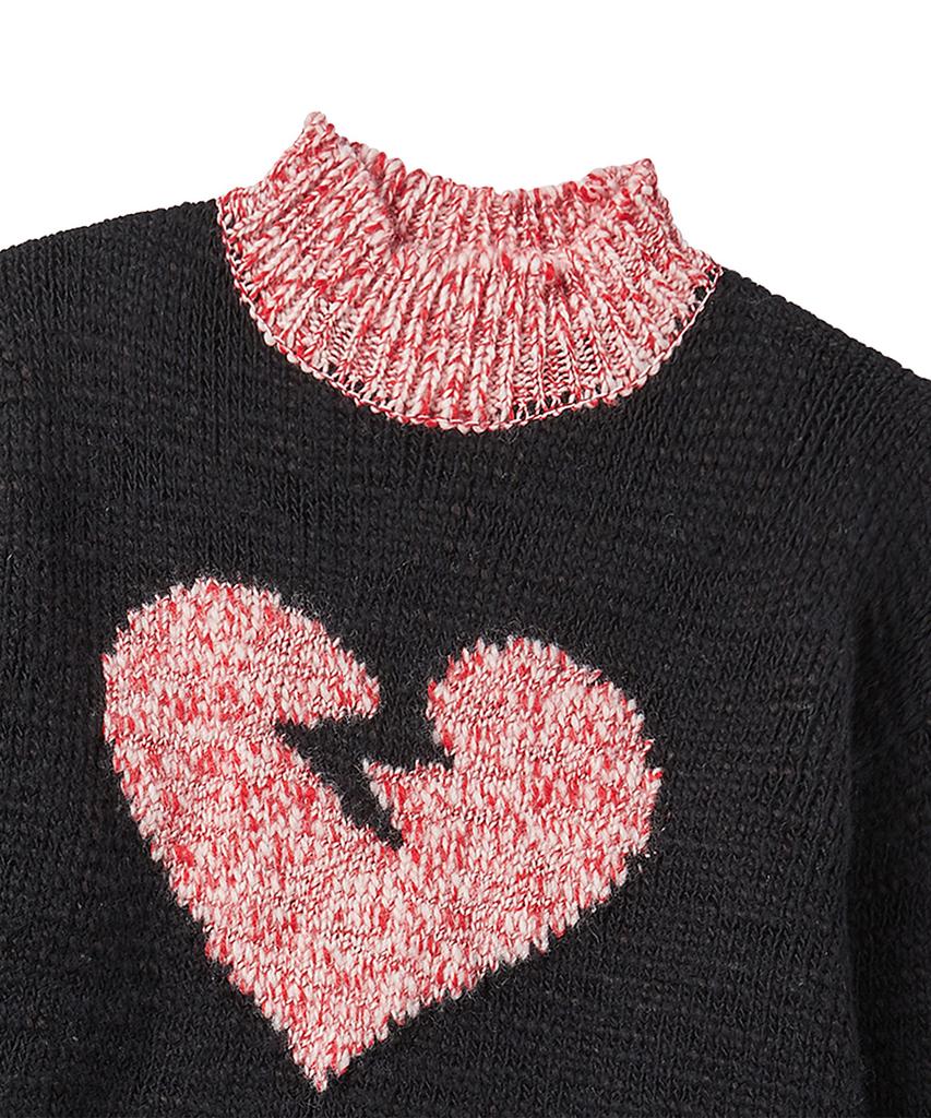 BEYOND CLOSET [Womens Edition] Nomantic Handmade Patch Half-Neck Wool Knit Black