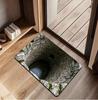 2D Flat Optical Illusion Endless Abyss Red Brick Stone Trap Mat Retro Rural Mat Farm Mat Non Slip Soft Bedroom Corridor Carpet
