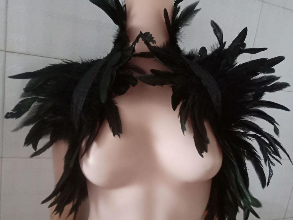 Feather Shawl & Cape: Elegant Faux Collar Vest and Scarf Combo