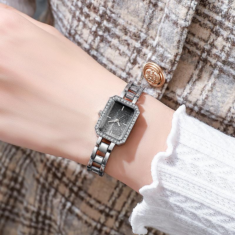 Luxury Ladies Brand Watches Fashion Dresses Square Watch Crystal Women Steel Quartz Wristwatch Clock Montre Femme Dropshipping