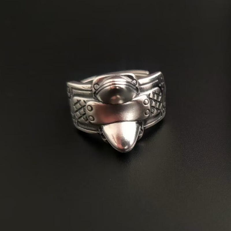 Yin Taifei Этническое Ретро Тайское Серебряное Регулируемое Унисекс Седловое Кольцо Open Adjustable