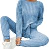 2025 Autumn Women's Casual European & American Knit Suit Set - Loose, Round Neck, Ribbed Design
