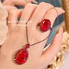 New Diablo Series Pigeon Blood Red Corundum Zircon Sets Personality Black Gold Color Rings Pendant Necklaces Earrings For Women