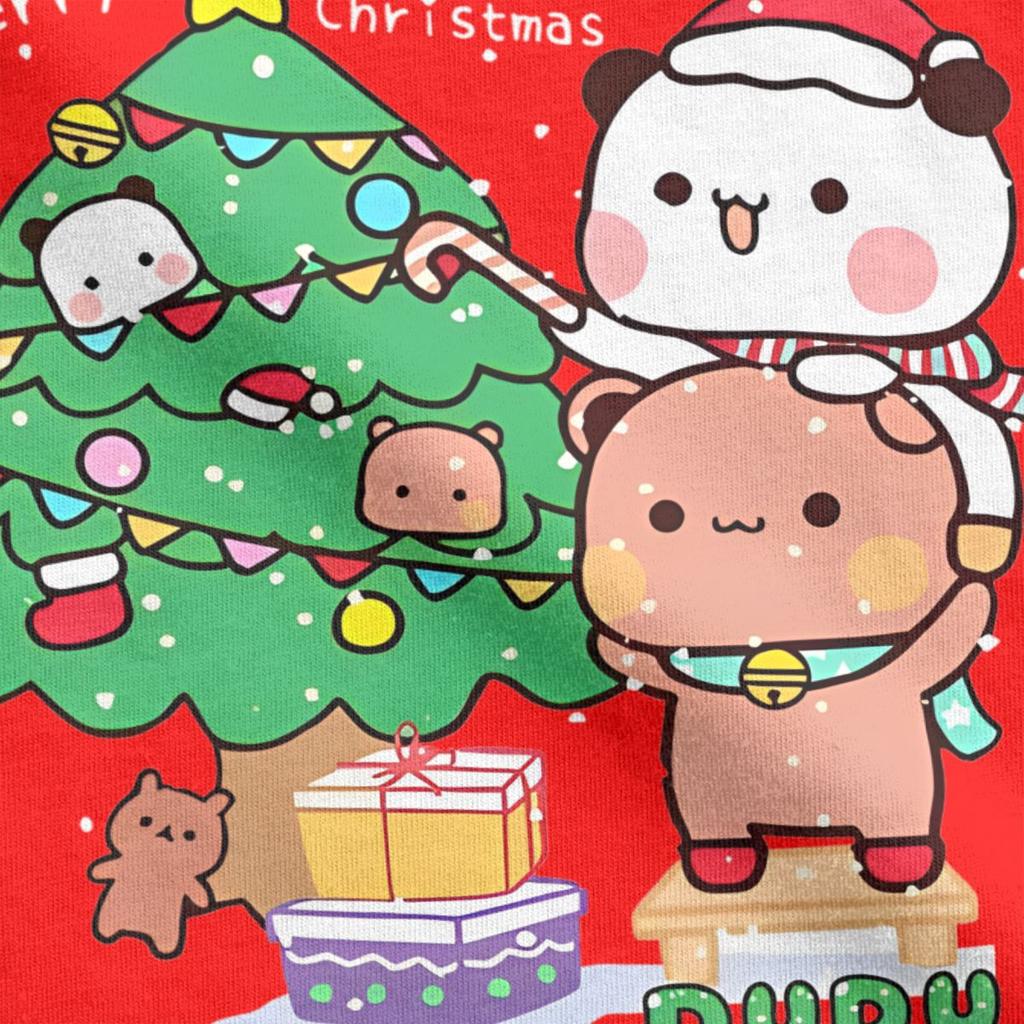 Bubu Dudu Vánoční Panda Pár Pánské Dámské Tričko Roztomilé Vánoční Hipster Trička Kulatý Výstřih Tričko Čistá Bavlna Narozeninový Dárek Oblečení