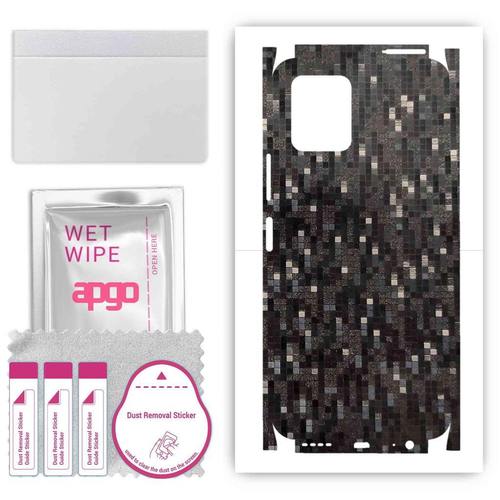 apgo Adesivo Protettivo Skin per retro+lati compatibile con Vivo Y15C, Pellicola Avvolgente Totale, Pellicola, Vinile - Motivo Carbonio Nero Pixel