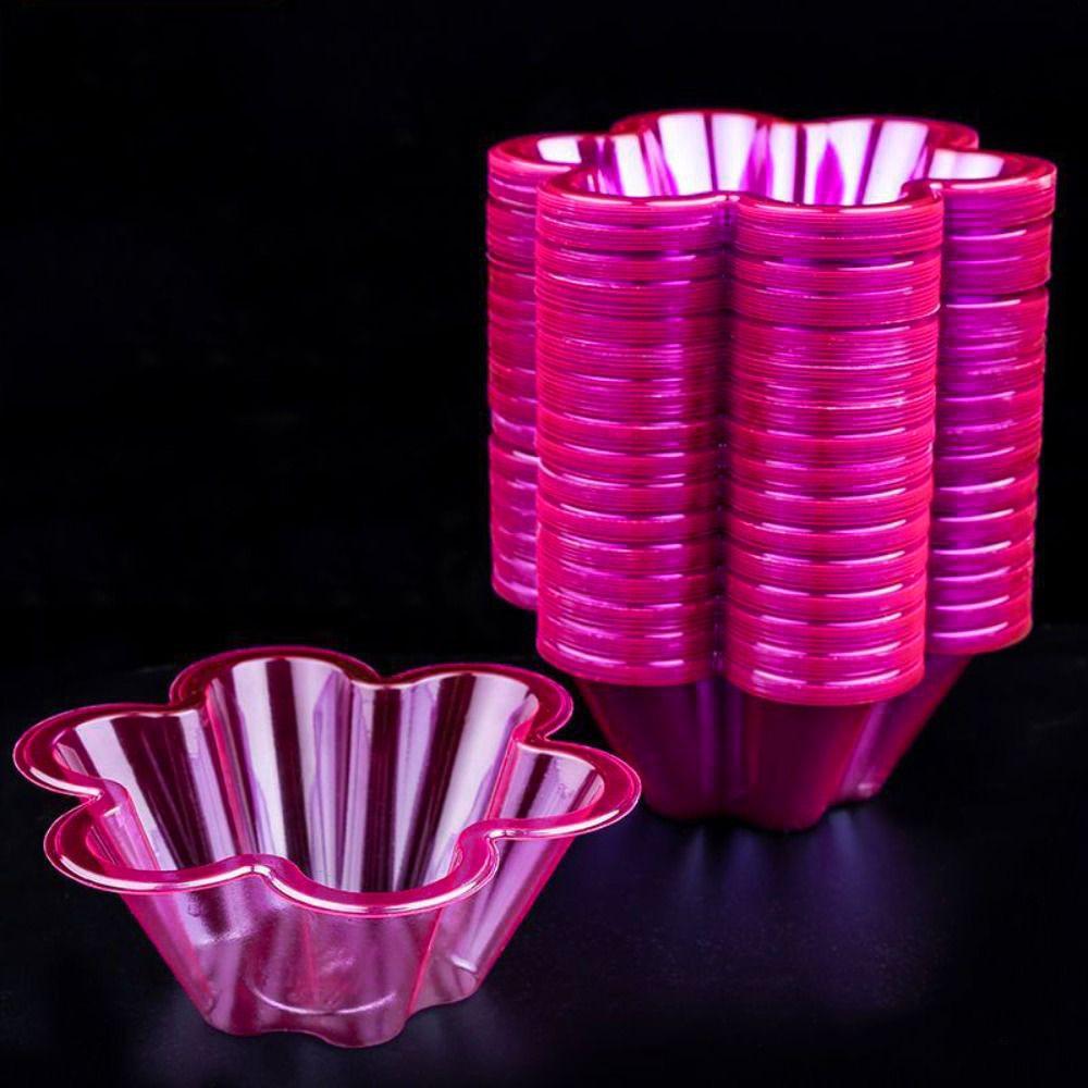 50 Pcs Plastic Flower-Shaped Sundae Cup Transparent Disposable Ice Cream Bowls 250ml/300ml Thickened Dessert Serving Cups Yogurt