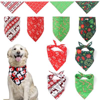 Santa Claus Pet Costume Accessories Printing Bibs Pet Bandana Collar Triangle Scarf Dog Cat