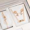 3 Pcs Vintage Tulips Flower Necklace Bracelet Stud for Women Luxury Fashion Gold Color Shiny Zircon Jewelry Set Korean Gift 2025