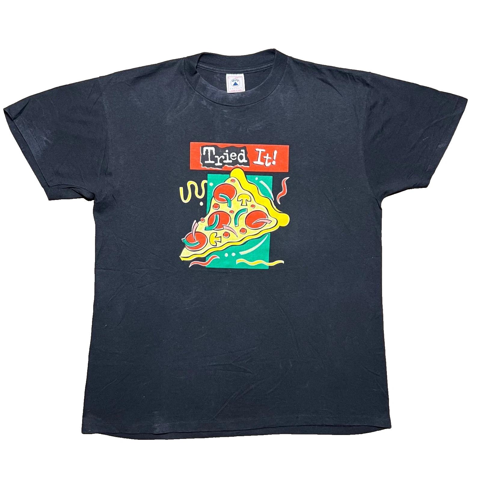 Vintage 90s Pizza Hut Pepsi Promo T Shirt Mens L Delta USA Made Pizza Slice Back M