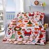 Christmas Santa Claus, Snowman, Wreath, Reindeer, and Stockings Pattern Reversible Flannel Throw Blanket - Digital Print, Soft