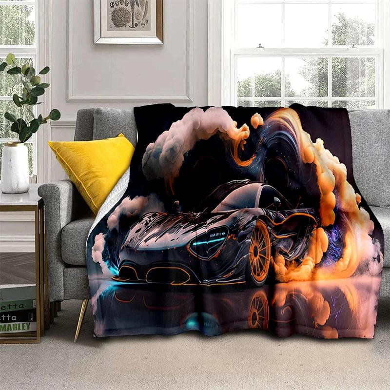 Coperta Cartone Animato Auto Sportiva Futura 3D HD Concept Car, Coperta Morbida da Divano per Casa Camera da Letto Letto Divano Picnic Viaggio Coperta per Bambino